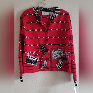 Vintage 1990s Jane's Closet Sz Small Embellished cardigan sweater